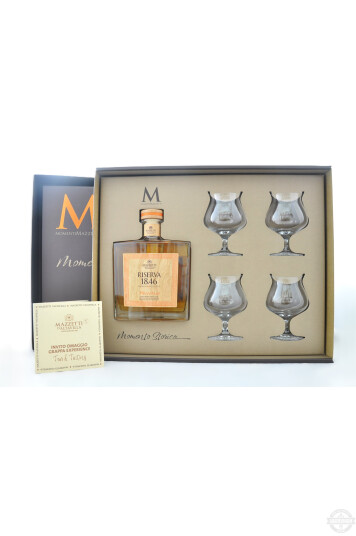 Cofanetto Grappa 18.46 Riserva Barbera & Dolcetto 70cl + 4 Balloon - Mazzzetti